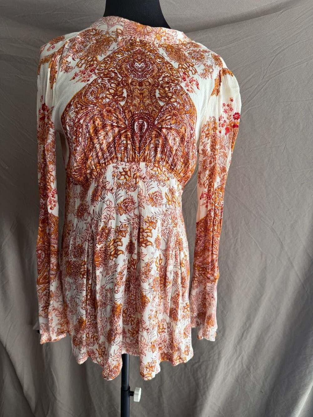 Free People Lady Luck Floral Print Tunic/Mini Dress with Bell Sleeves